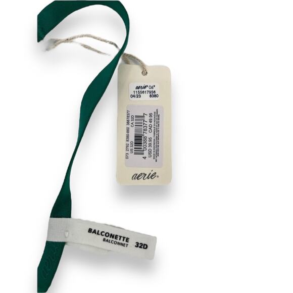 American Eagle Aerie Balconette Bra 32D Emerald Green Unlined Mesh Pushup NEW - Picture 5 of 7